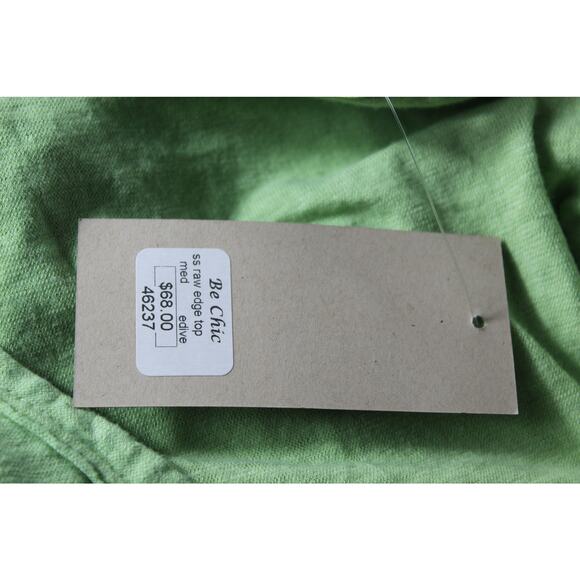 Cut Loose Raw Edge Top Edive Tee Green Cap Sleeve Plain T-shirt NWT Medium - Picture 8 of 8